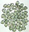 50 10mm Light Green Lustre Glass Heart Beads